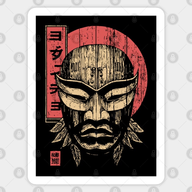 Tribal Warrior Mask in Ukiyo-e Style Sticker by TuncGK
